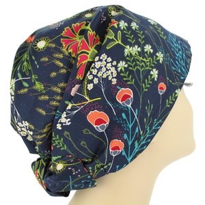 Blue FloralCareKap Womens Hair Wrap . Head Covering and Scrub Cap Scarf Soft Cotton Hat . Mitpachat Tichel Hijab Head Covering . Modesty