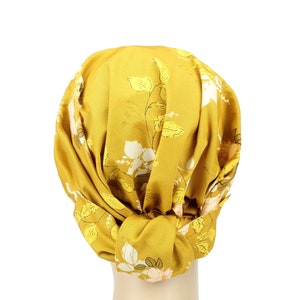 Rustic Summer Mustard Yellow Boho Floral Women's Hair Scarf . Floral Head Wrap . Modesty Head Cover . Tichel of the Day CareKap Scrub Cap