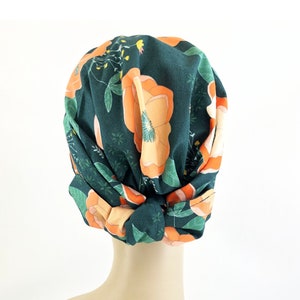 last Chance Jade Peonies Women's Mitpachat Tichel Hijab Floral Adjustable Modesty Head Covering and Scarf  . Modern Hair Wrap
