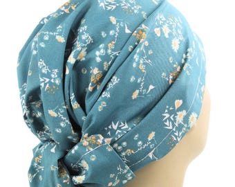 Subtle Grace Floral Women&#39;s Hair Scarf . Floral Head Wrap . Modesty Head Cover . Tichel of the Day CareKap Scrub Cap
