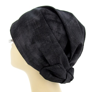Black Cotton CareKap Womens Adjustable Hair Wrap . Head Covering and Scrub Cap Scarf Soft Cotton Hat