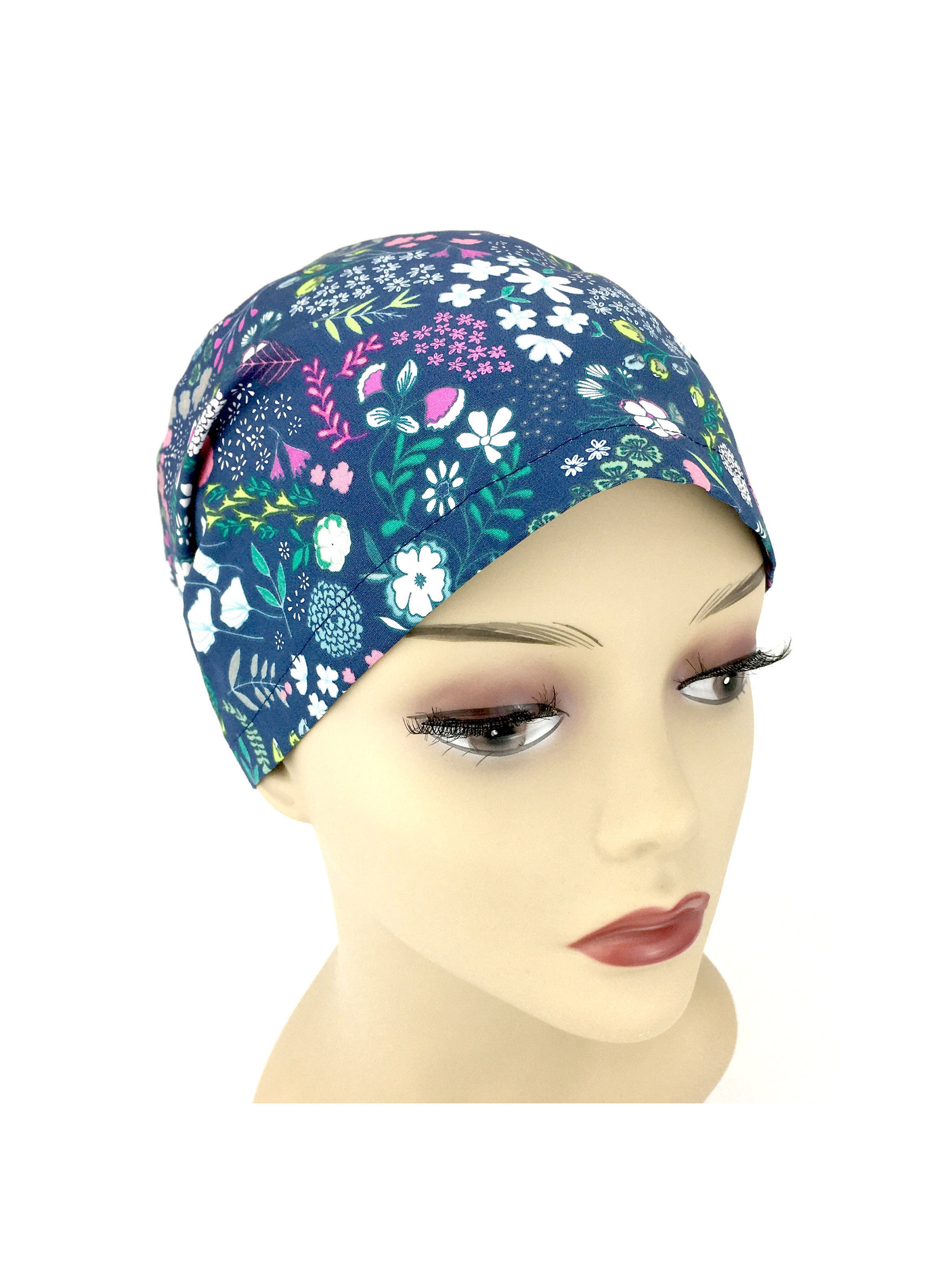 Blue Meadow Floral Women's Surgical Scrub Hat . Nurses | Etsy
