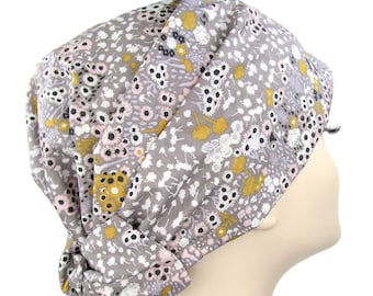 Mineral Floral Surgical Scrub Hat. Surgeons, Doctors & Nurses Medical Head Covers. Floral Mitpachat Tichel . Chemo Cover by CareKaps
