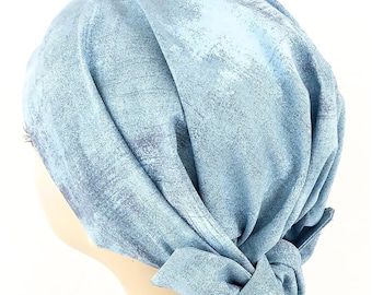 Light Blue Cotton Hair Wrap – Adjustable Head Covering, Women’s Head Scarf, Lightweight Turban