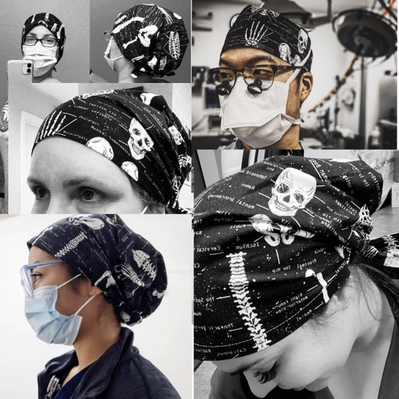Dark Skeleton Anatomy Scrub Cap 