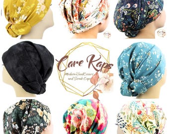 The Original CareKap Floral Women&#39;s Scrub Cap . Doctor & Nurses Scrub Cap . Surgical Scrub Hat . LPN RN Flower Nurses CareKap