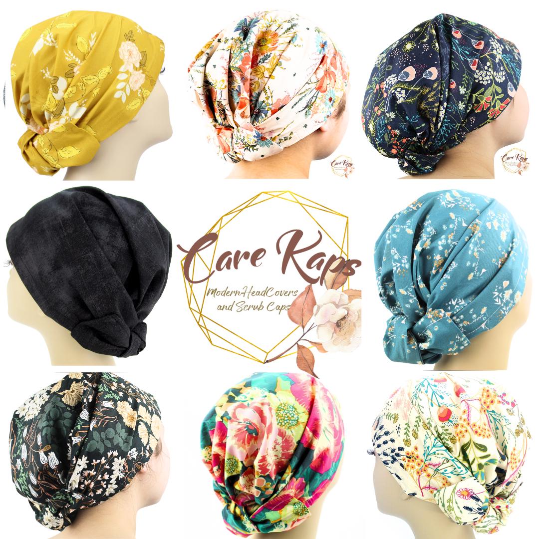 The Original CareKap Floral Women's Scrub Cap . Doctor & Nurses Scrub Cap . Surgical Scrub Hat . LPN RN Flower Nurses CareKap