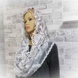 MANTILLA DELLA CAPPELLA Bellissima sciarpa tradizionale in pizzo di ispirazione vintage Velo da messa Velo da preghiera della chiesa Velo da cappella (0065LNK)