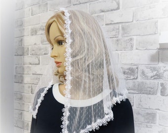 CHAPEL VEIL - Lace Chapel Veil, vintage Mantilla, Spanish Veil, mass veil mantilla
