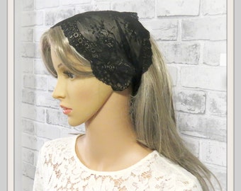 CHAPEL HEAD WRAP -  Lace chapel mantilla Mass veil Chapel scarf Chapel head wrap Catholic chapel veil Church mantilla (0035LNK)