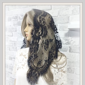HANNAH Vintage French Lace Spanish MANTILLA Church Chapel Veil Church Headcovering (0015lnk)