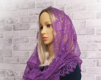 CHAPEL MANTILLA, Beautiful traditional vintage inspired french lace infinity scarf, Catholic Mass Mantilla Veil