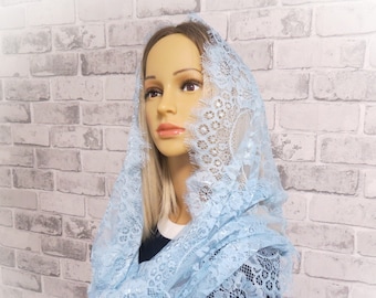 MANTILLA DE CAPILLA, Precioso pañuelo infinito de encaje francés de inspiración vintage tradicional, Velo de mantilla para misa católica