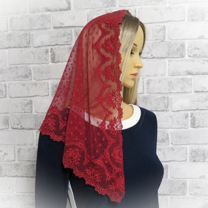CHAPEL MANTILLA, Lace Chapel Veil, Catholic Mass Veil, Traditional Headcovering, Mass mantilla ( D0002LNK)