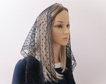 CHAPEL VEIL - church head covering, mantilla  chapel praying veil, church praying scarf, church veil, mass veil mantilla (0113LNK)