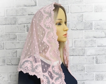 CHAPEL MANTILLA, Lace Chapel Veil, Catholic Mass Veil, Traditional Headcovering, Mass mantilla