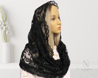 CHAPEL LACE VEIL, Infinity scarf, catholic veil, chapel lace mantilla, latin mass veil