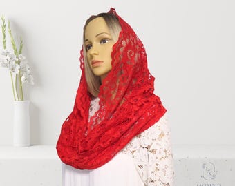 CHAPEL LACE VEIL, Infinity scarf, catholic veil, chapel lace mantilla, latin mass veil