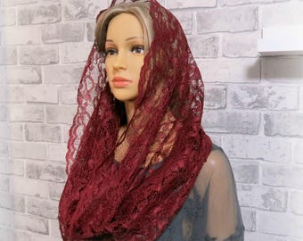 CHAPEL LACE VEIL, Infinity scarf, catholic veil, chapel lace mantilla, latin mass veil