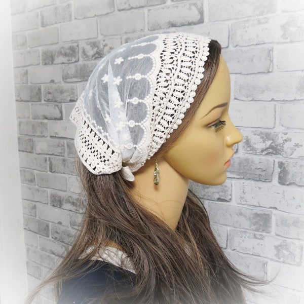CHAPEL HEAD WRAP, Lace Chapel Veil, Catholic Mass Veil, Traditional Headcovering, Lace Headcover