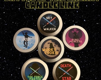 Star Wars inspired candle line - All natural soy wax candles - all natural profiles- Star wars fans - gifts - galaxy - space - candles