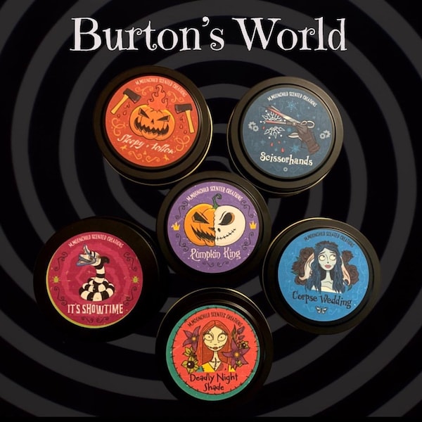 Tim Burton INSPIRED Candle Line - Nightmare before christmas - edward scissorhands - beetlejuice- soy wax- halloween- jack and sally
