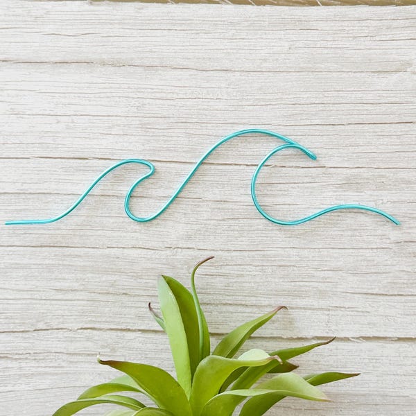 Turquoise Wire Wave Wall Art: Beachy Ocean Decor