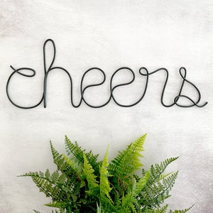 Cheers Sign, Home Bar Decor, Alcohol Wall Sign, Bar Decor for Home Bar, Basement Bar Decor, Alcohol Signs, Kitchen Bar Sign, Wire Word Art