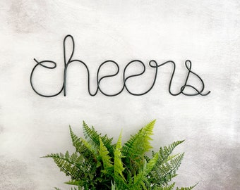 Cheers Sign, Home Bar Decor, Alcohol Wall Sign, Bar Decor for Home Bar, Basement Bar Decor, Alcohol Signs, Kitchen Bar Sign, Wire Word Art