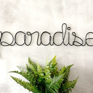 Paradise Sign, Paradise Decor, Wire Words, Summer Home Decor, Coastal Wall Sign, Beach House Decor, Tropical Signs, Lake House Decor