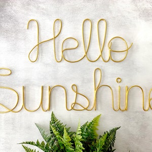 Hello Sunshine Sign, Custom Wire Sign, Wire Word Sign, Wired Words, Script Wire Sign, Metal Word Art, Wire Words Wall Art, Bedroom Decor