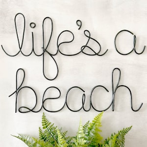 Life&#39;s A Beach Sign, Palm Tree Wall Art, Wire Wall Decor, Coastal Beach Sign, Beach Theme Home Decor, Nautical Wall Decor, Beach Lover Gift