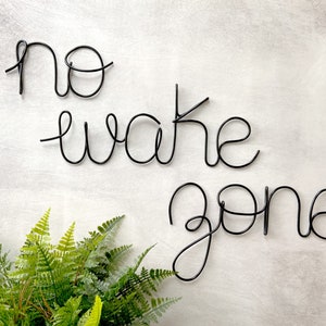 No Wake Zone Sign, Wire Word Art, Beachy Decor, Over the Bed Sign, Lake House Sign, Nautical Nursery, Beach Home Decor, Bedroom Wall Decor