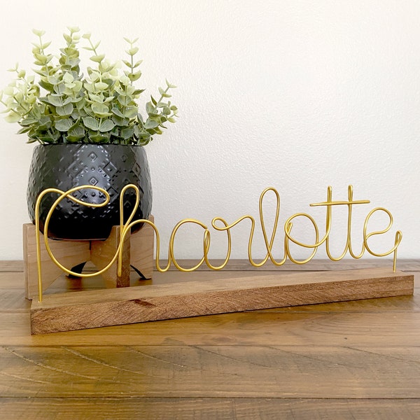 Graduation Name Sign, Wire Name Sign, Home Office Desk Decor, Standing Name Sign, Personalized Nursery Decor, Shelf Decor for Girls Room