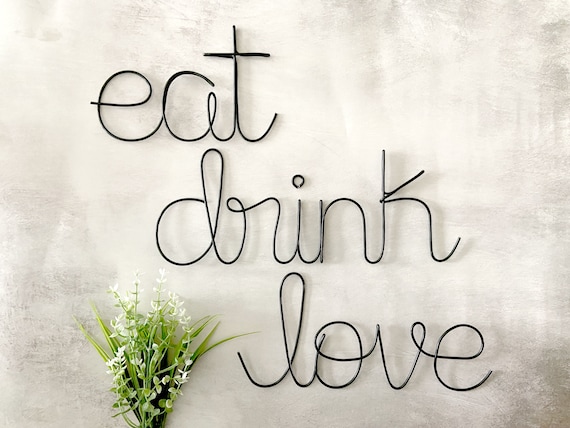Eat Drink Love Kitchen Decor Funny Quote Custom Metal Sign