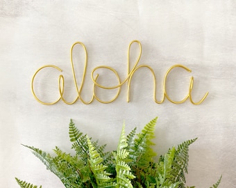 Aloha Sign, Tropical Sign, Beach Sign Metal, Entryway Decor, Wire Word Art, Hawaiian Decor for Home, Entrance Sign, Beach House Sign