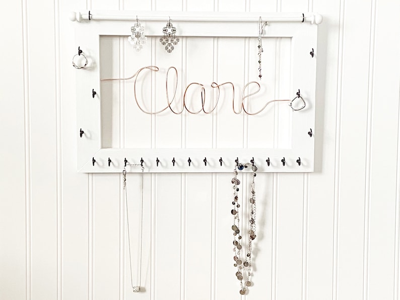 Personalized Jewelry Holder Wall Jewelry Organizer Necklace Etsy