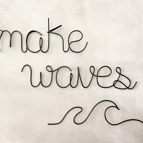 Make Waves, Beach Wall Decor, Wire Wall Art, Wave Decor, Beach Themed Decor, Surf Decor, Hanging Beach Sign, Wave Wall Art, Water Waves