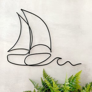 Sailboat Wall Art, Wire Wall Decor, Nautical Home Decor, Coastal Decorating, Ocean Theme Nursery, Lake House Sign, Sailboat Sign