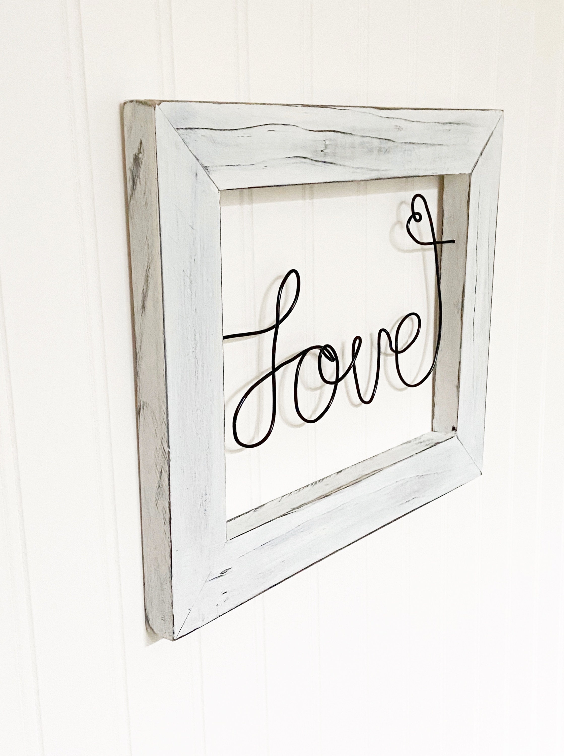 Wire Word Love Sign Wire and Wood Farmhouse Sign Love Wall Etsy
