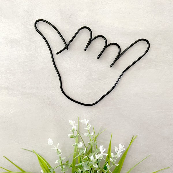 Hand Sign, Shaka Sign, Surf Decor, Kids Surf Room, Beach Wall Decor, Ocean Nursery Decor, Wire Wall Art, Coastal Sign, Tiki Bar Decor