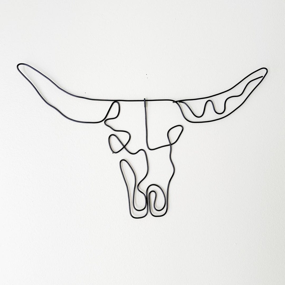 Handmade Bull Skull Wire Wall Art: Western Boho Decor