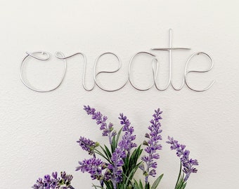Create Sign, Playroom Wall Decor, Craft Room Decor, Create Metal Word, Kids Room Sign, Art Room Decor, Inspirational Sign, Script Letters