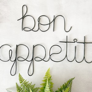 Bon Appetit Wire Sign, Bon Appetit Metal Wall Art, Wire Word Sign, Wired Words, Script Wall Art, Metal Word Art, Kitchen Wall Hanging