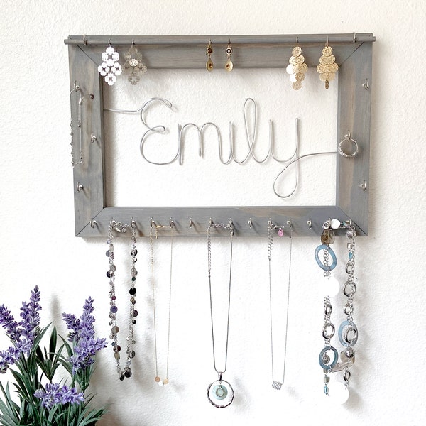 Jewelry Display, Personalized Jewelry Holder, Wall Jewelry Organizer, Necklace Holder, Custom Teen Girl Gifts, Bracelet Holder For The Wall