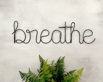 Wire "Breathe" Wall Art: Zen Spa Decor