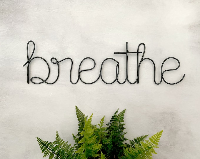 Wire "Breathe" Wall Art: Zen Spa Decor