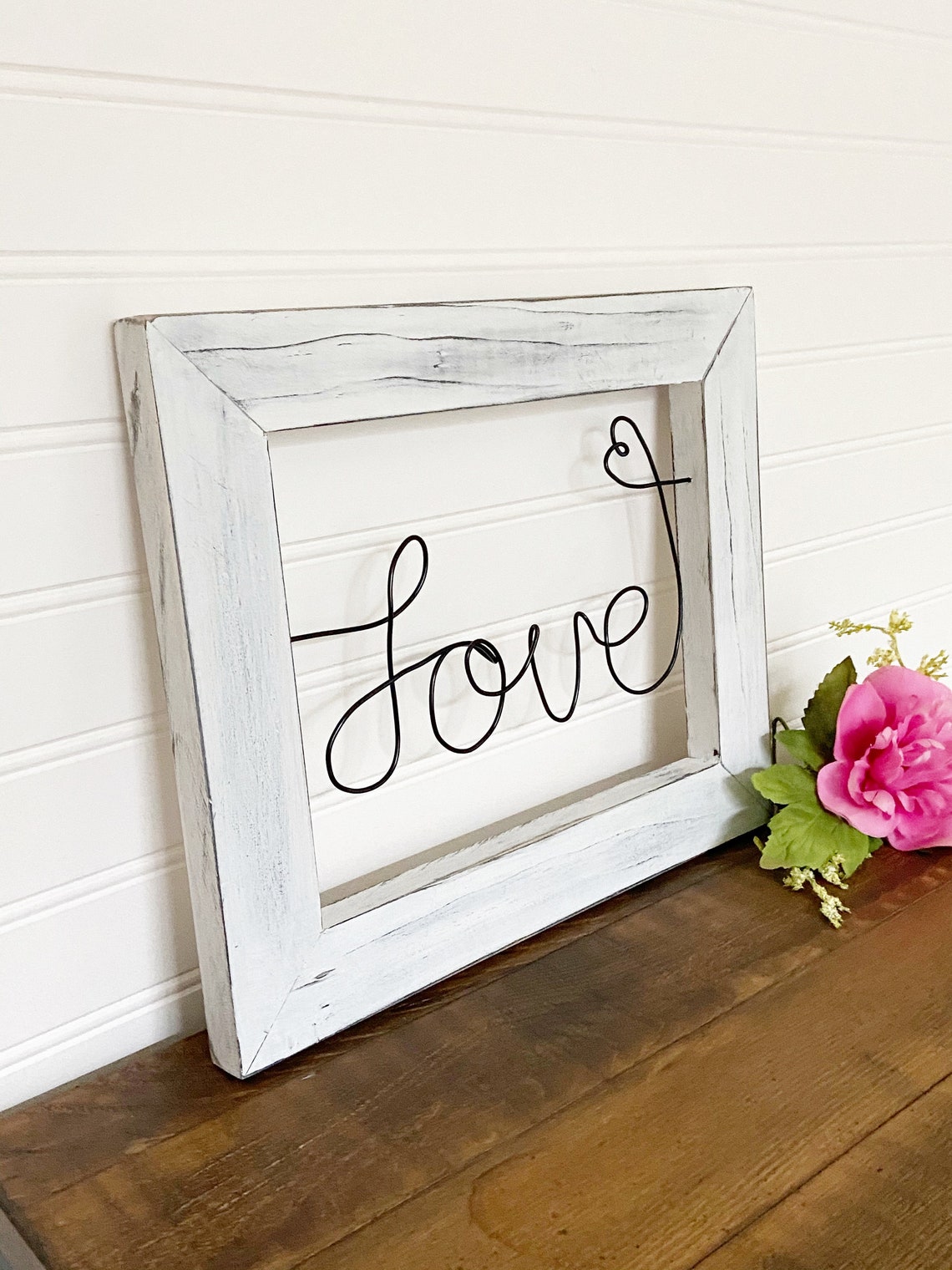 Wire Word Love Sign Wire and Wood Farmhouse Sign Love Wall Etsy