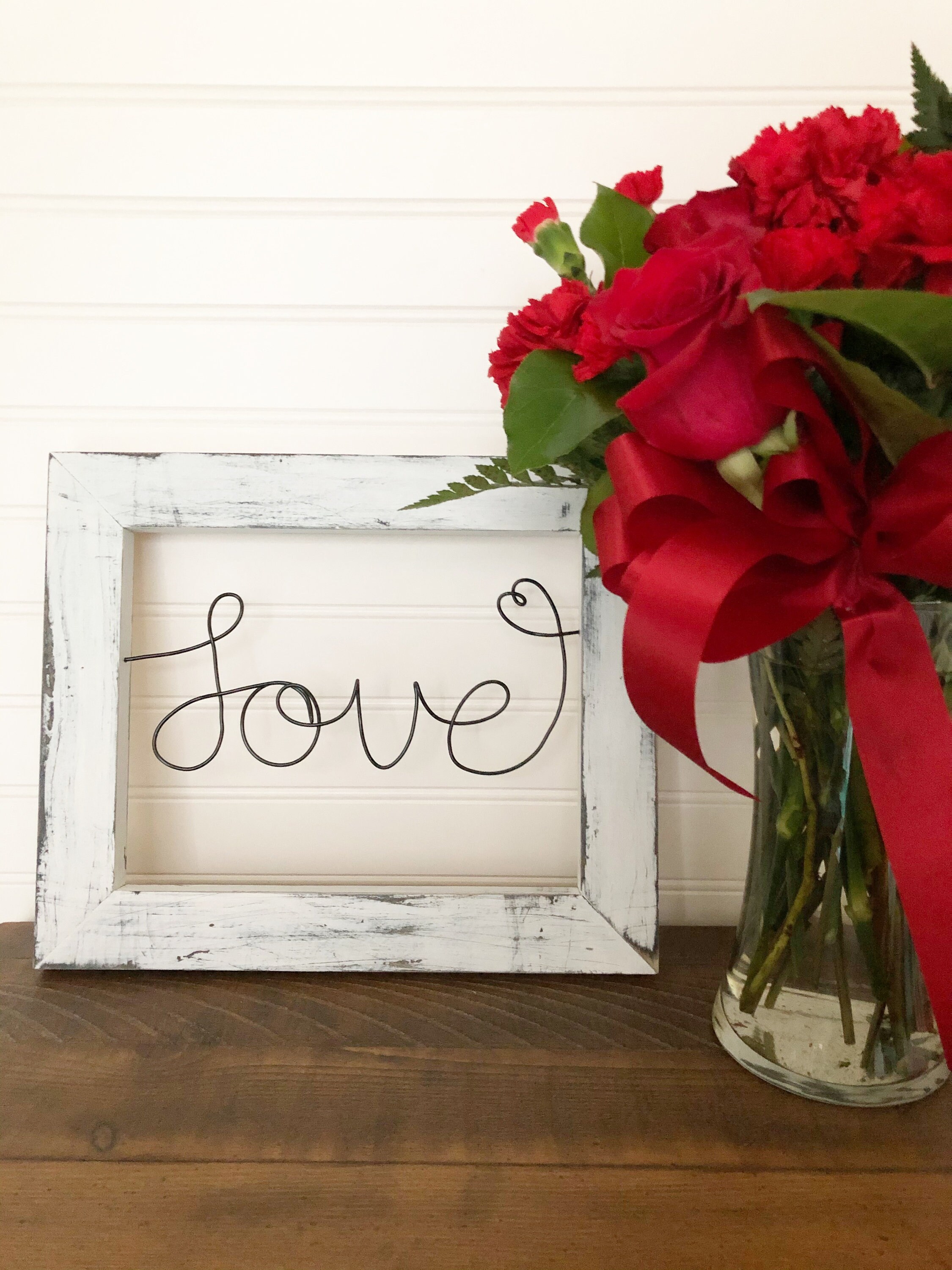 Wire Word Love Sign Wire and Wood Farmhouse Sign Love Wall Etsy
