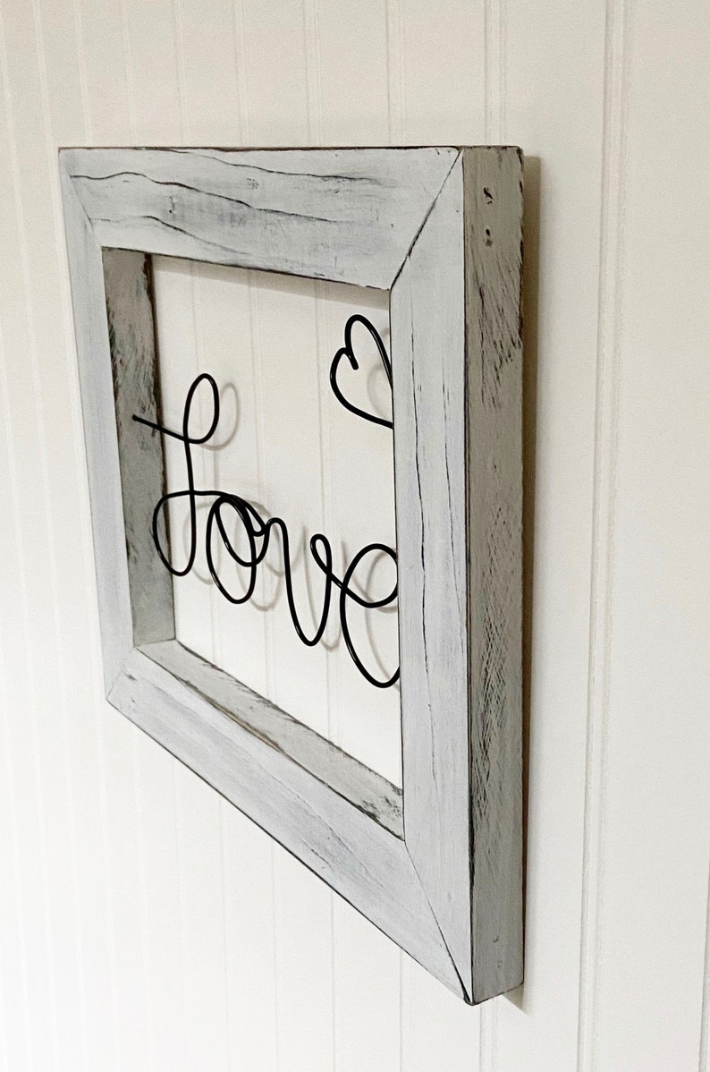 Wire Word Love Sign Wire and Wood Farmhouse Sign Love Wall Etsy